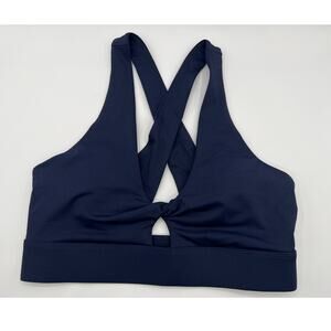 Fabletics Oasis Twist Sports Bra Med Impact Yoga Pilates Navy Measures Medium